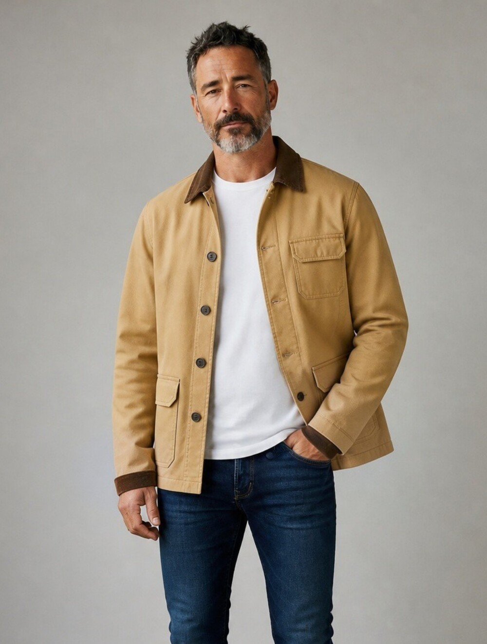 J. CREW Vintage Barn Jacket | Tan w/Brown Trim Plaid Lining Men's XS /Unisex S/M